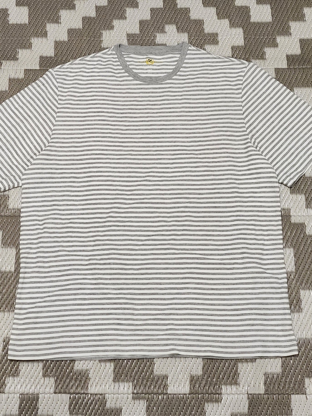 Classic Gray & White Striped Crewneck T-Shirt - Men's